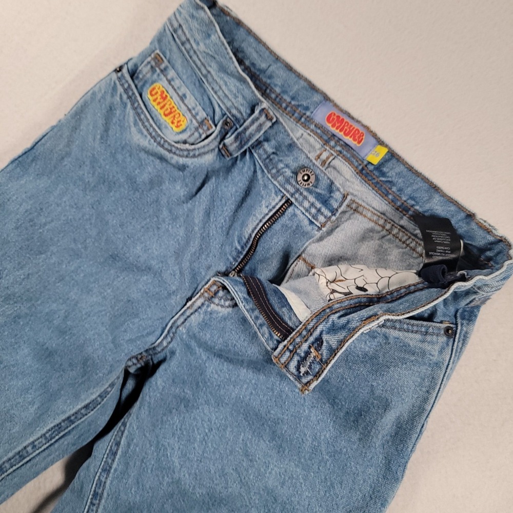 Empyre Loose Fit Skate Jeans Youth 26 Blue Solid Baggy Cotton Streetwear